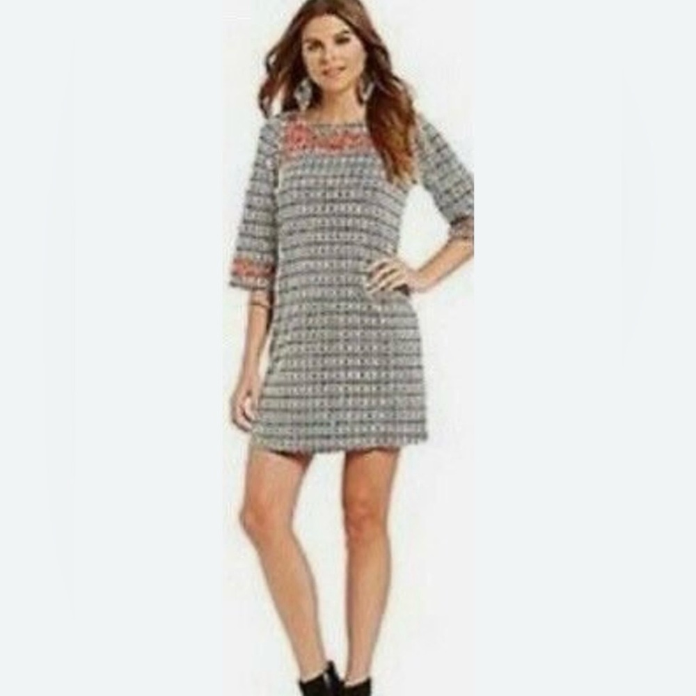 THML Black & White Embroidered Dress Size XS